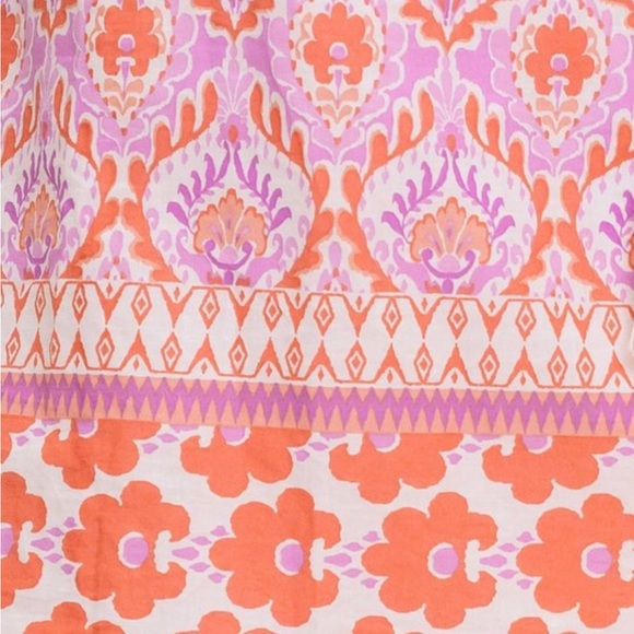 NWT! Luxury Bohemian Pink and Orange Wide Neckline Short Sleeve Women's Top - Picture 6 of 8